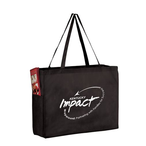 Custom Logo Side Pocket Non-Woven Tote Bag (16"x6"x12") - Screen Print - Y2KP16612-SP